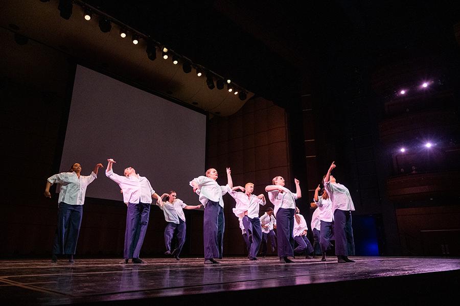 Students dancing on stage